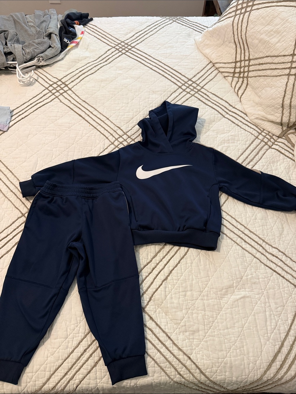 Nike Navy Blue Kids Hoodie & Joggers Set with White Swoosh